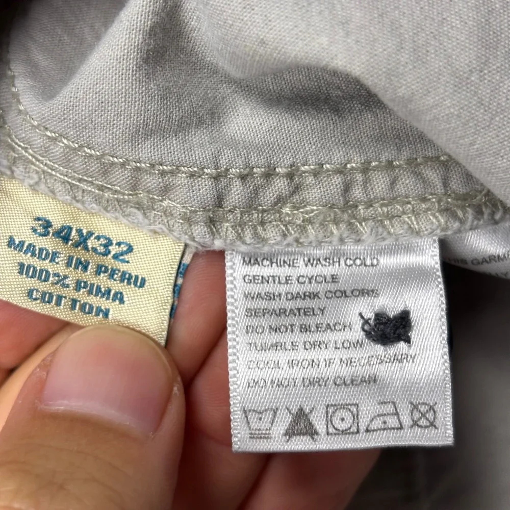 Tommy Bahama Pants Mens 34 Boracay Straight Gray Pima Cotton Chino 34x31